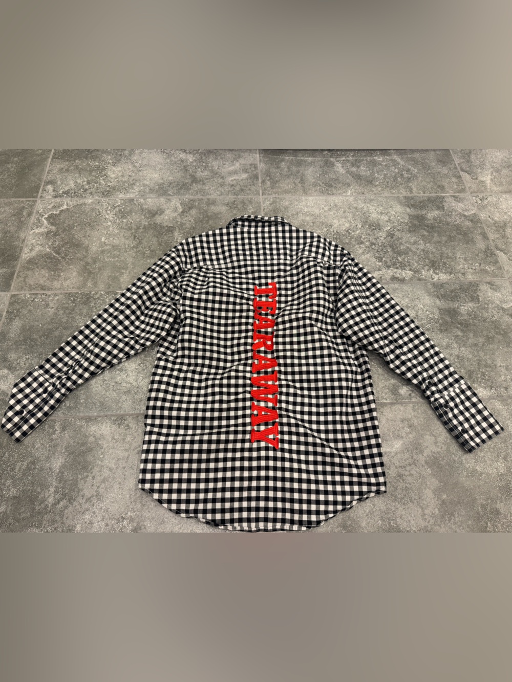 Topshop plaid black white button shirt US2 red tearaway back pre owned